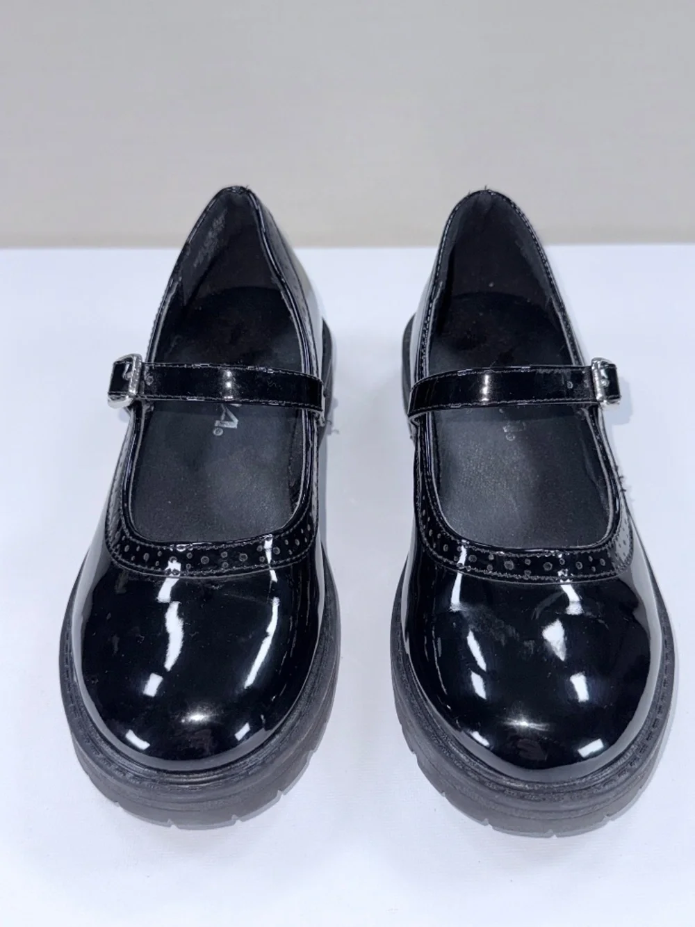 Soda Kid Flip Black Patent Mary Jane Lug Loafers Girls Size 13M